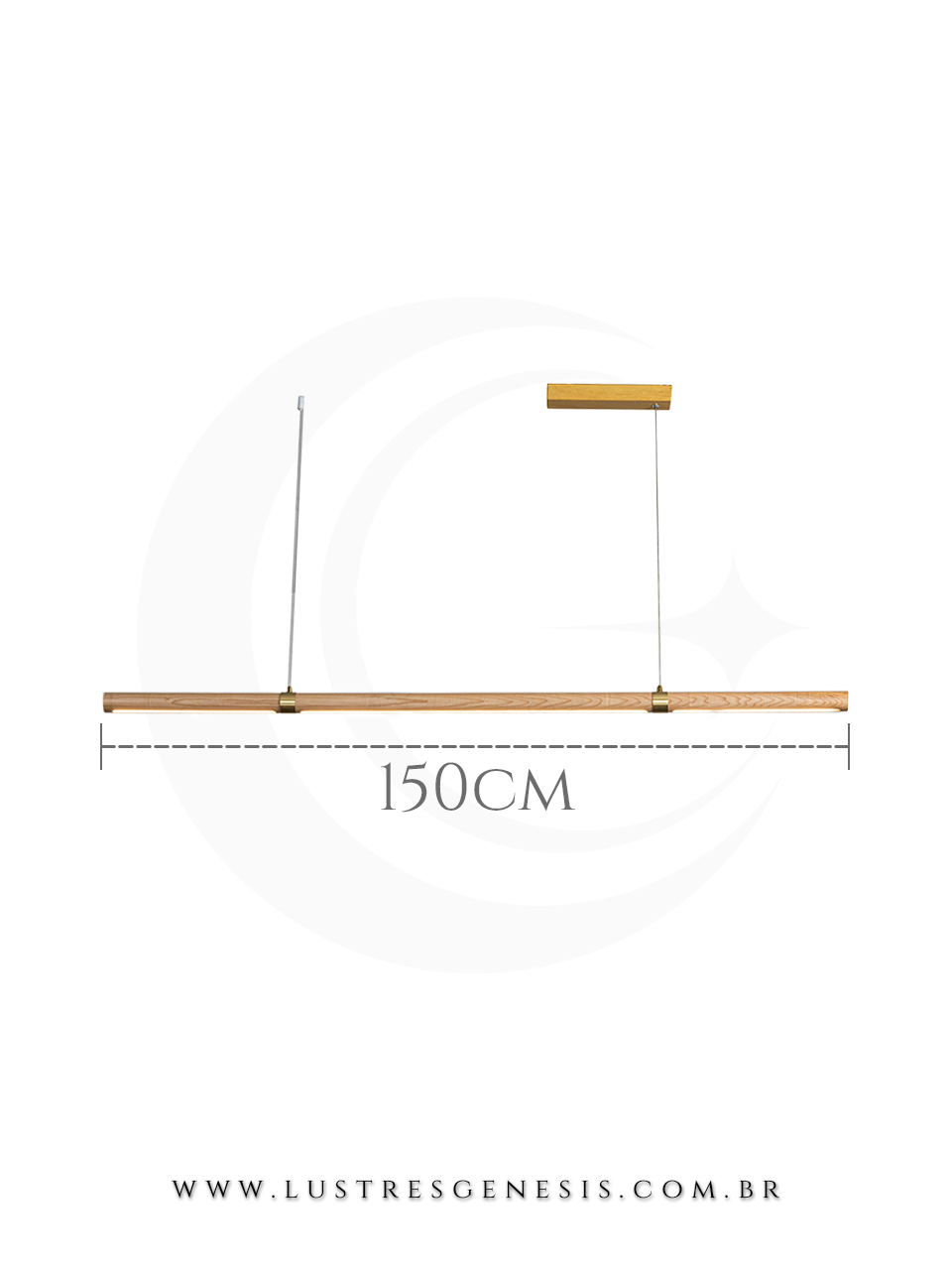 Lumin&aacute;ria Pendente Linear Madeira 150cm Retangular para Sala de Jantar e &Aacute;rea Gourmet 